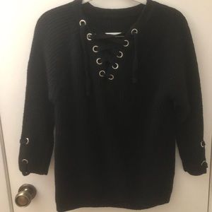 Black lace up sweater